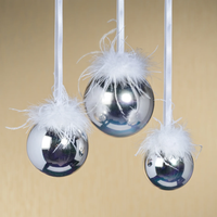 Feather Ball Ornament Silver -