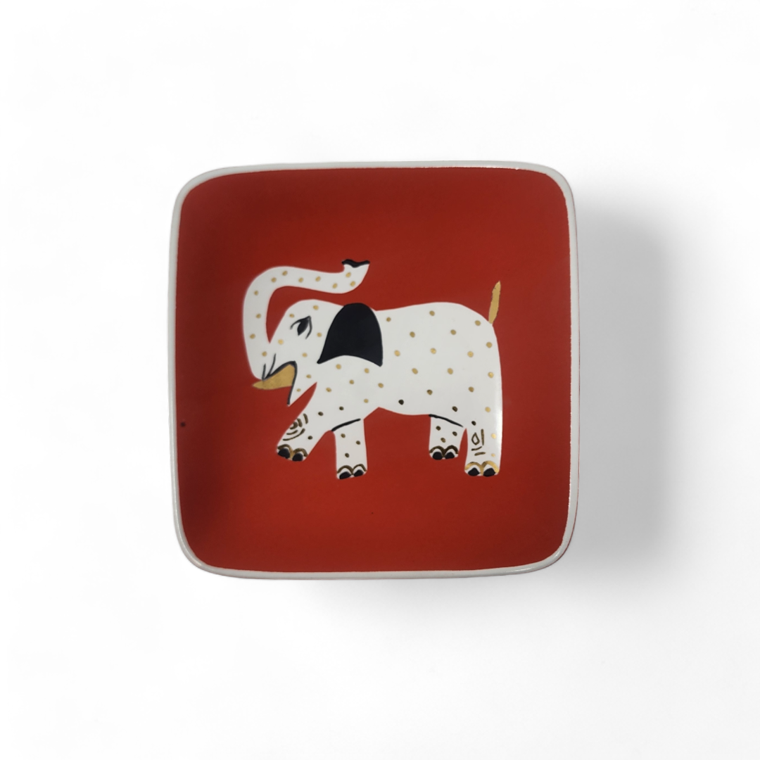 Elephant Square Tray Orange - Small.