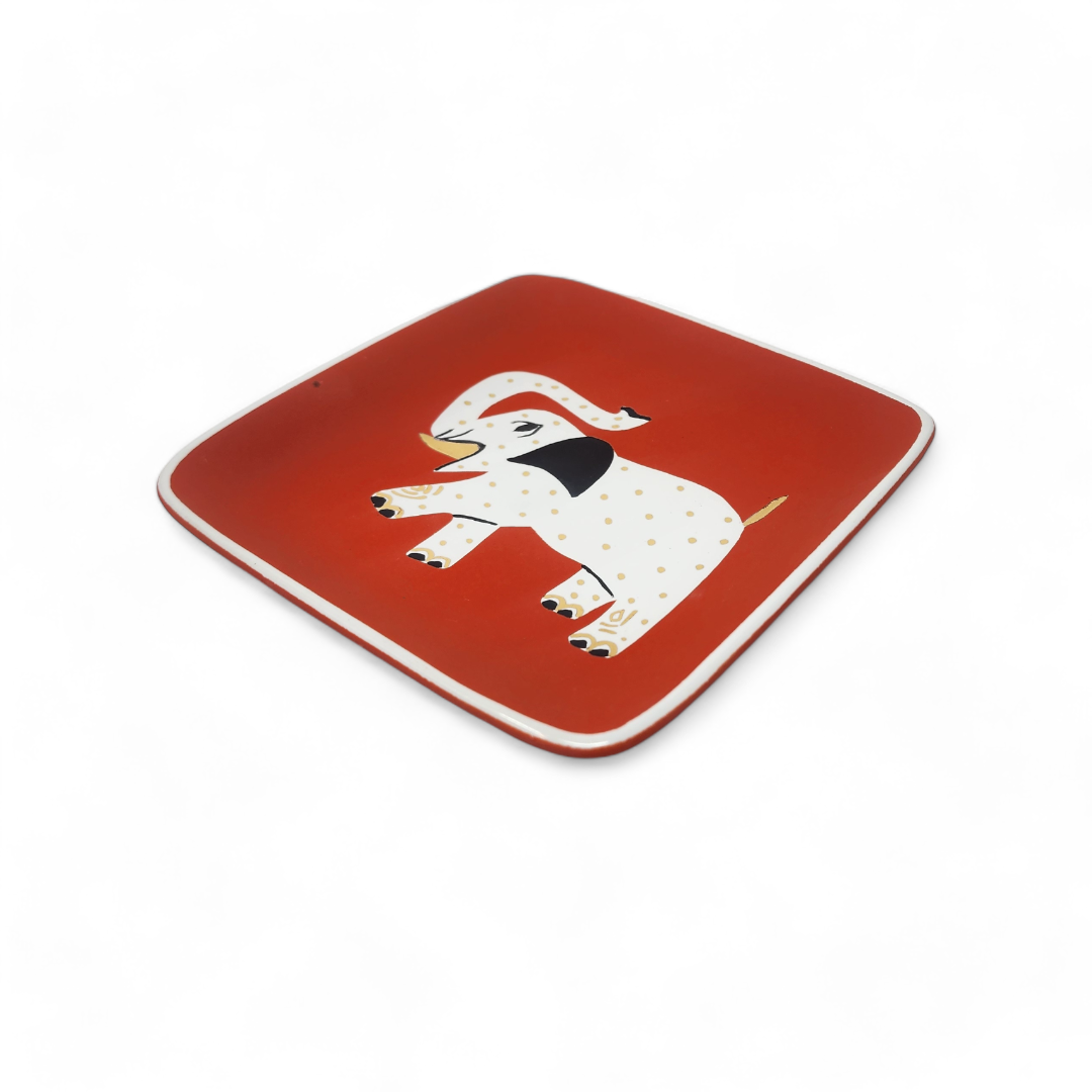 Elephant Square Tray Orange - Small.