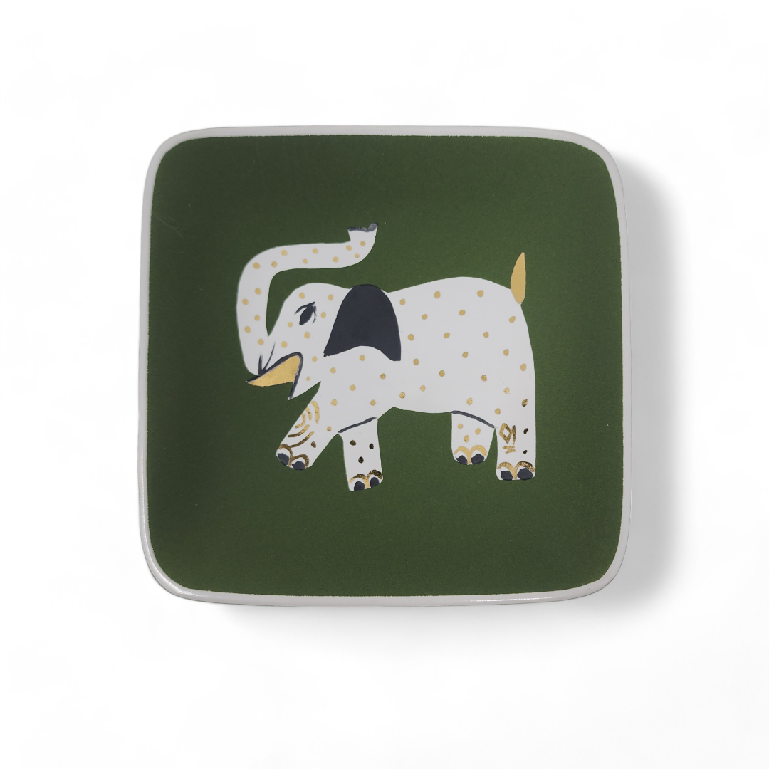 Elephant Square Tray Olive - Small.