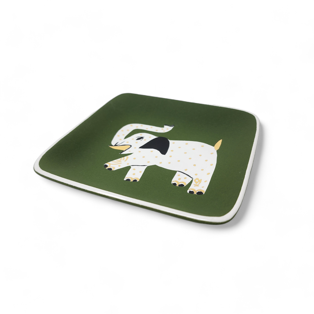 Elephant Square Tray Olive - Small.