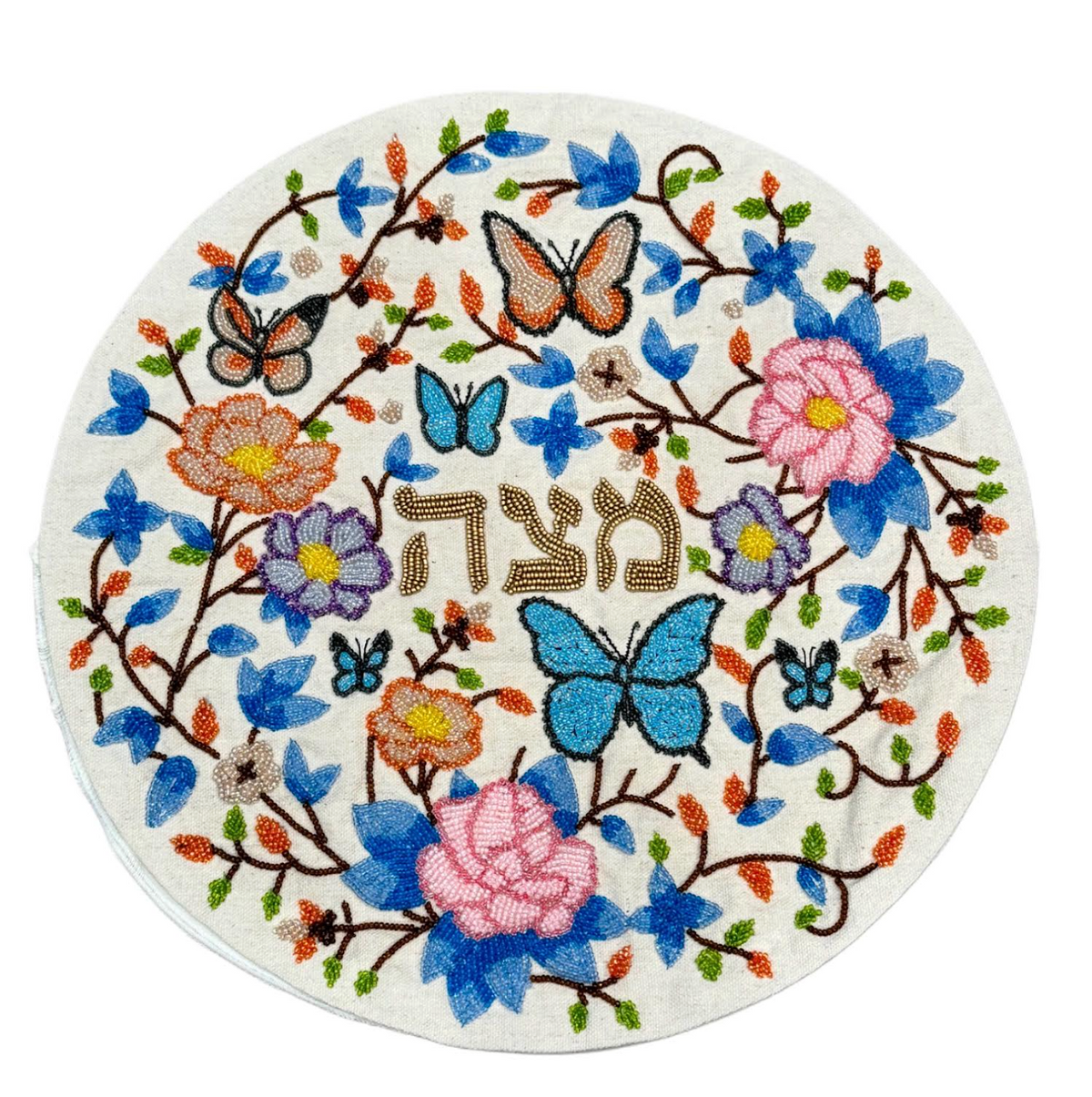 Hebrew Spring Butterfly Matzah Cover - Gold