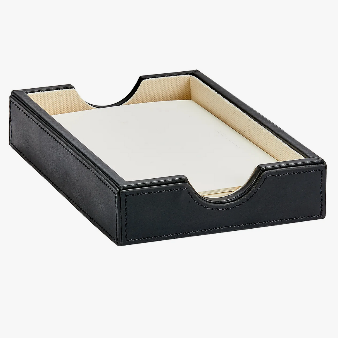 Leather Memo Tray - Black