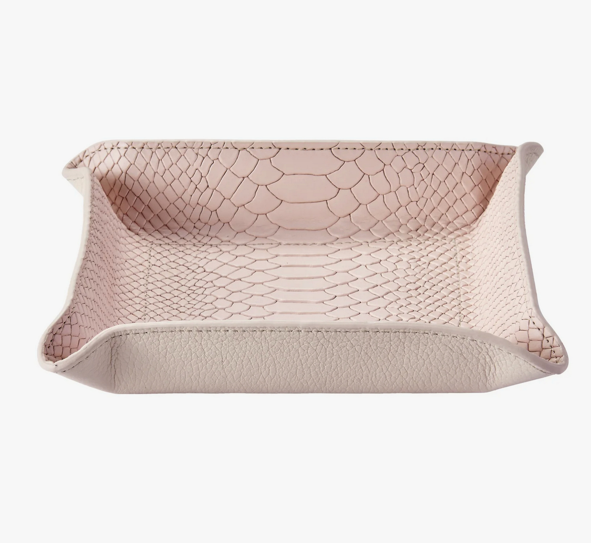 Leather Catchall Tray Embossed Python - Pink