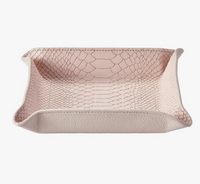 Leather Catchall Tray Embossed Python - Pink