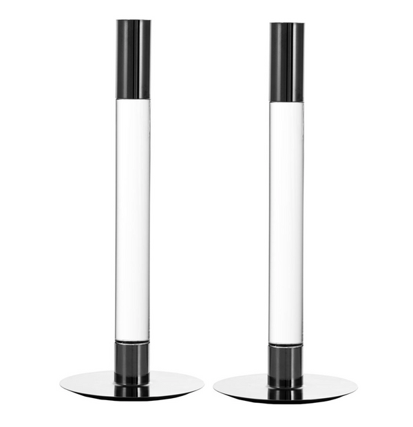 Lumiere Candlestick Silver Set of 2 -