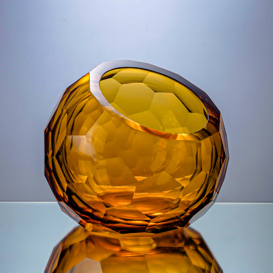 Faceted Orb Vase - Amber