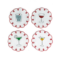 Fete Embroidered Linen Coasters Set of 4