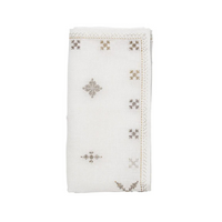 Fez Napkin in White, Gold & Silver - Set of 4.