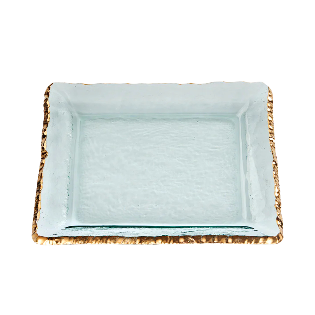 Edgey Square Platter Gold 12"