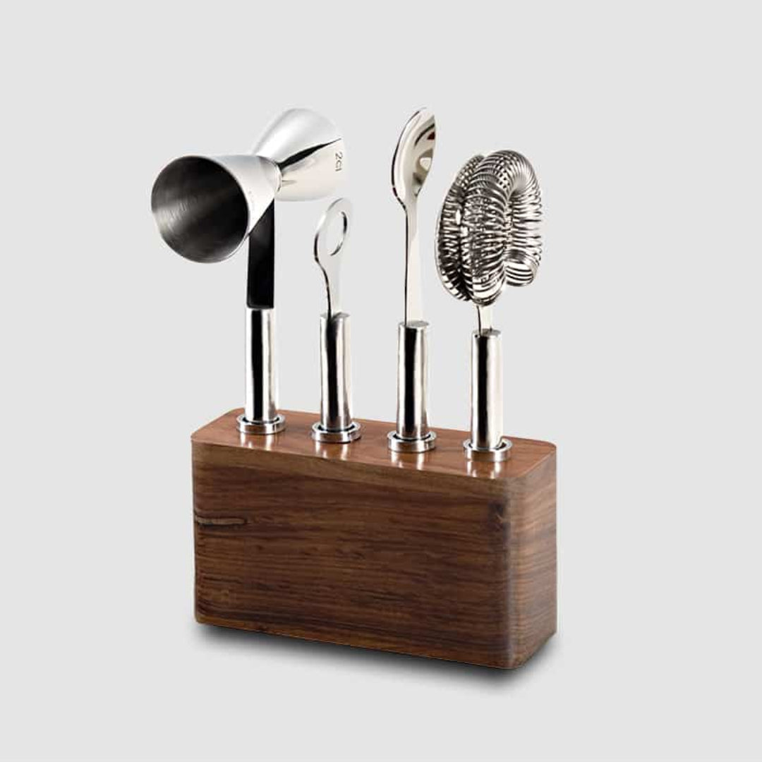 Cosmo Bar 4 pc Set On Wood Base