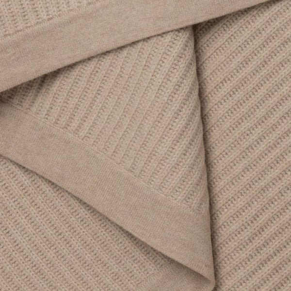 Fisherman's Knit Beige Cashmere Throw- King Size