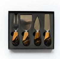 Painted Cheese Knives Set of 4- Black Ember