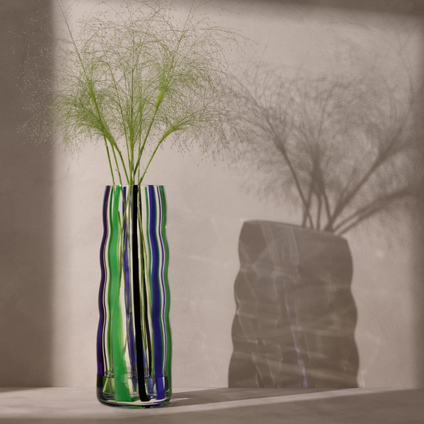 Folk Vase Blue & Green 16.5".