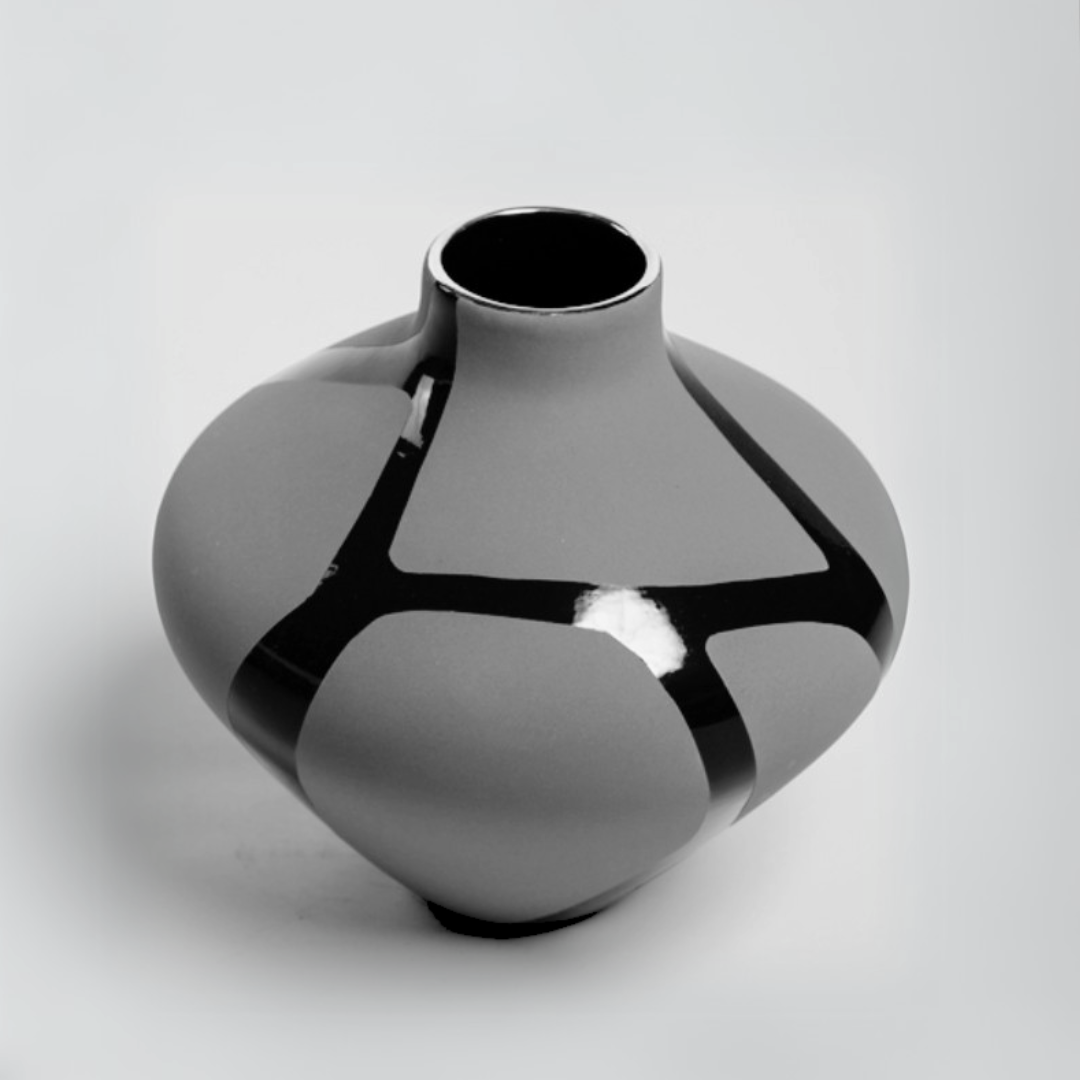 Diamond Black Matte Vase