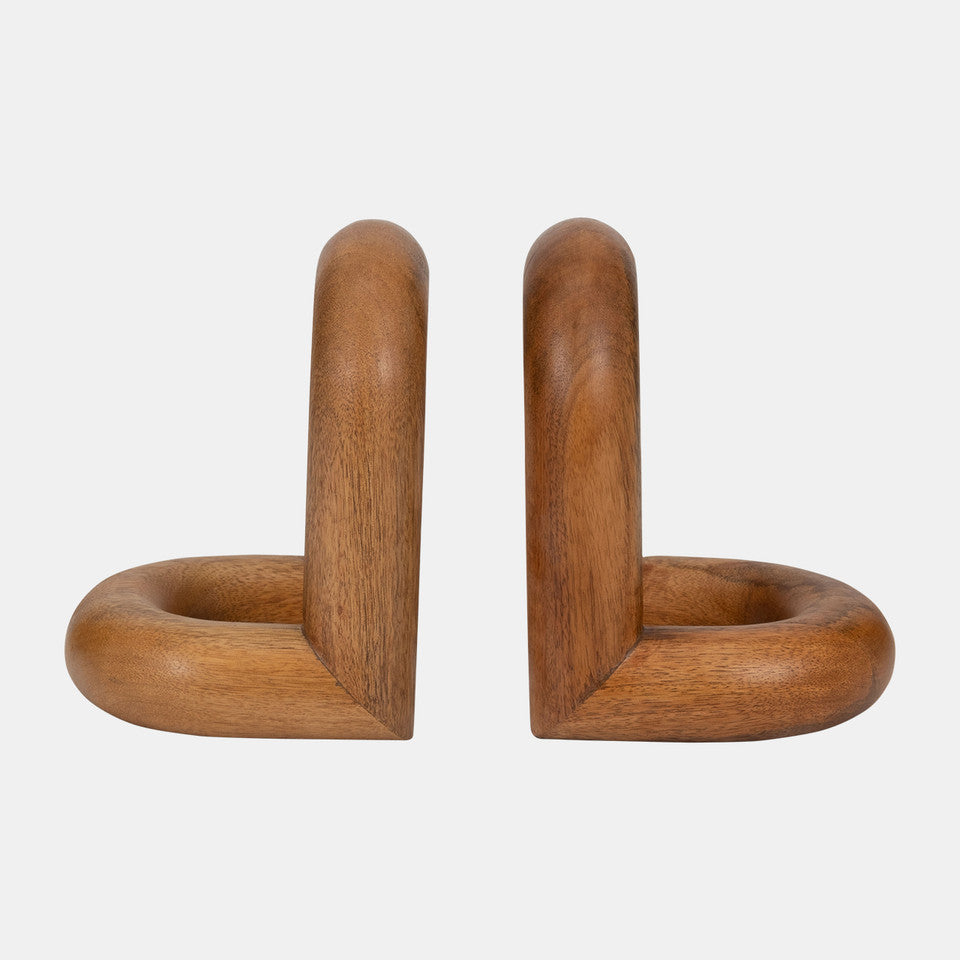 Circut Wood Bookend Set of 2- Brown