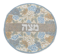 Hebrew Floral Beaded Matzah Cover - Pastel