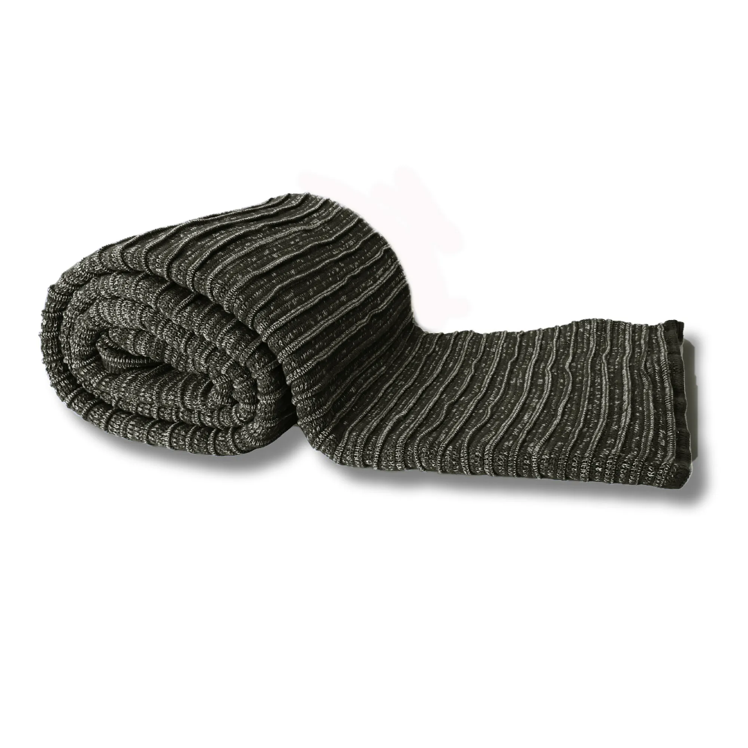Pleated Knit Melange Throw