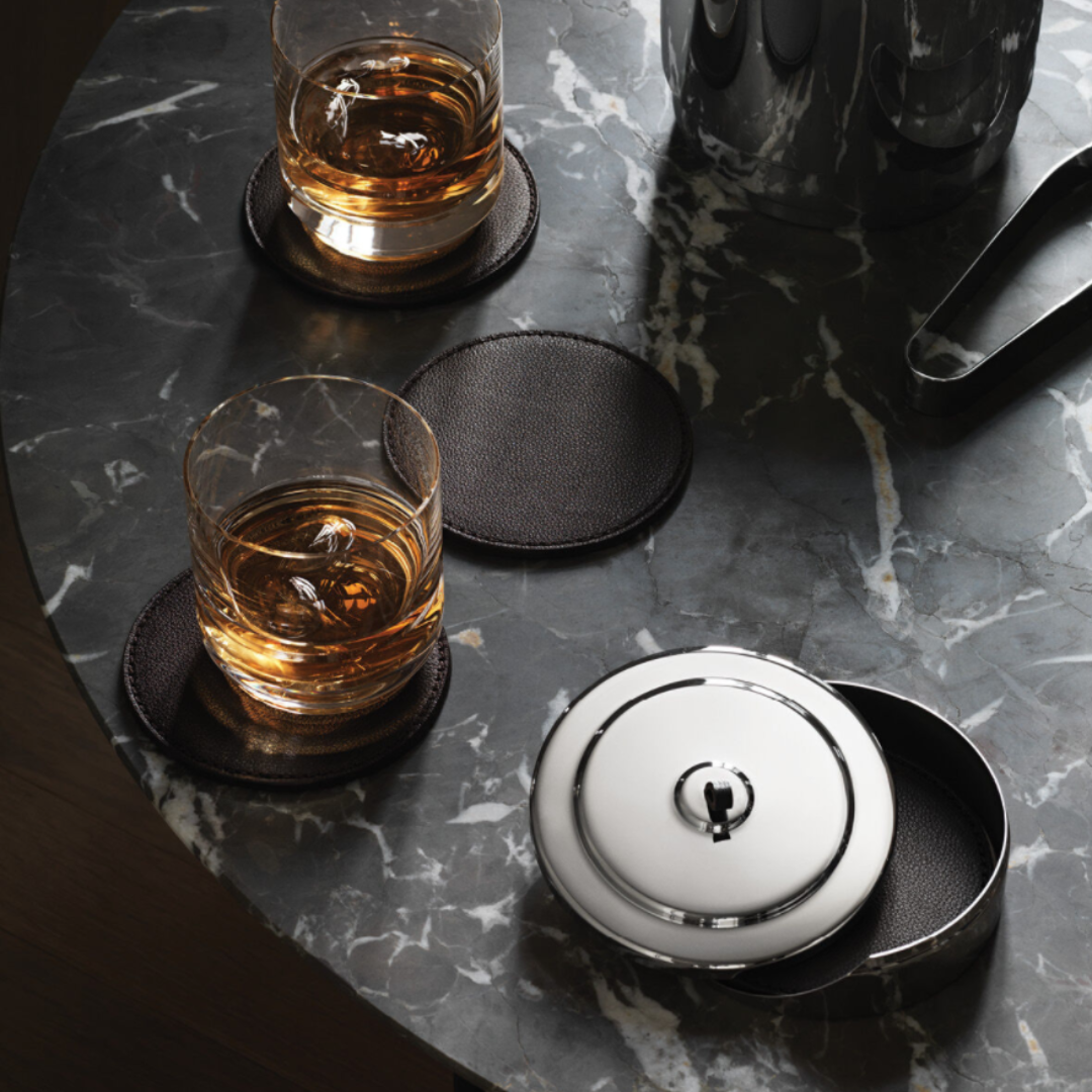 Manhattan Leather Coaster Set.