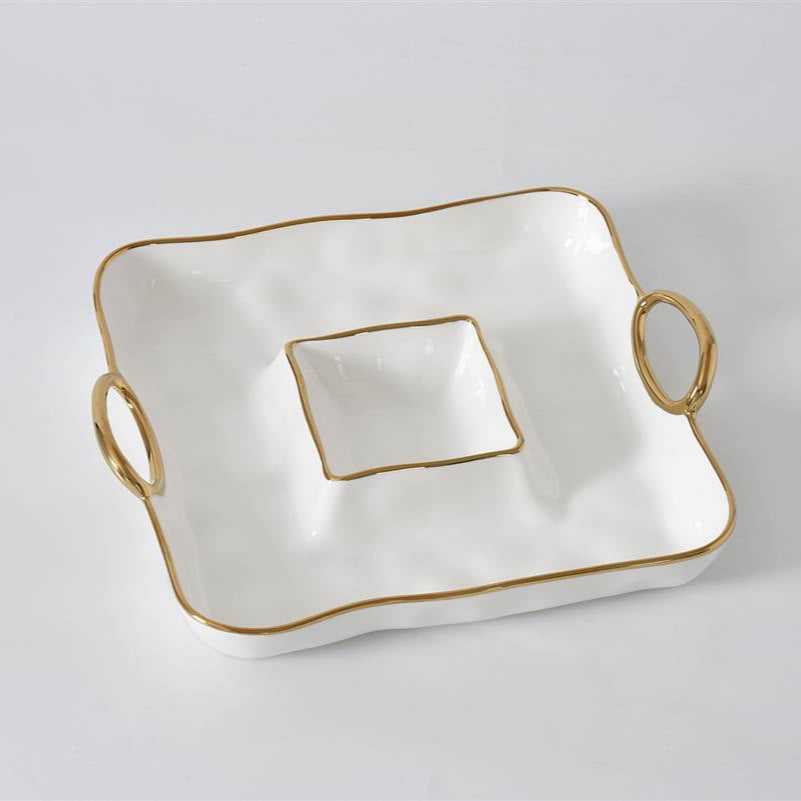 Golden Handle Square Chip & Dip - NEW