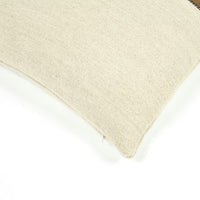 A close-up of the Libeco Home Gus Stripe Pillow 25 x 25 in beige linen wool, set against a white background and highlighting its corner and textured material.