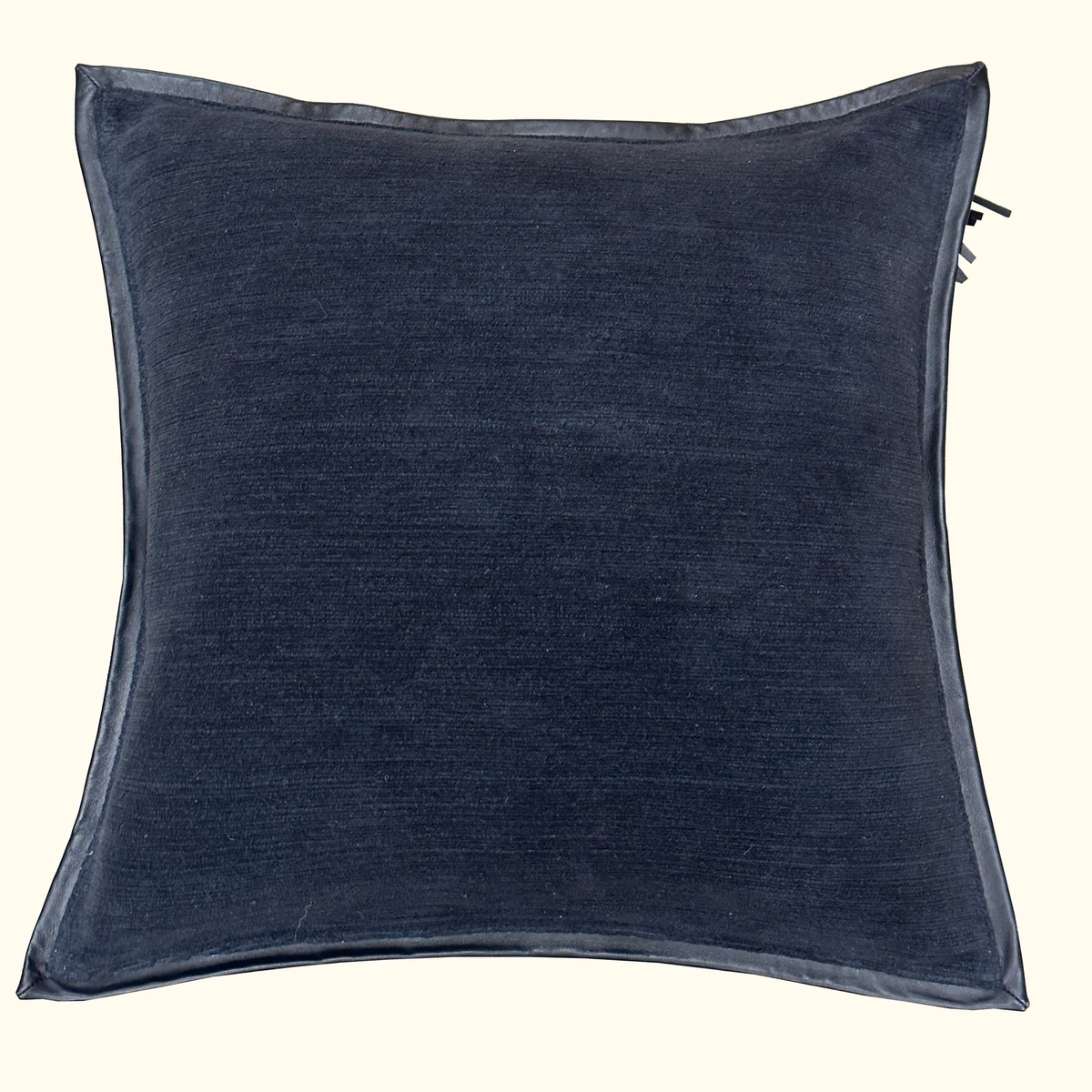 Leather Edge Frame Pillow Black