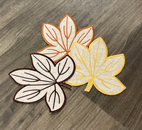 Harvest Embroidered Linen Leaf Table Accent Set of 4