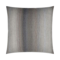 The D.V. KAP / Canaan Company Outdoor Pillow Meditate - Fog 22 x 22 features a subtle gradient stripe in neutral grey, beige, and brown tones on weather-resistant woven fabric—ideal for patio decor. Shown on a white background.