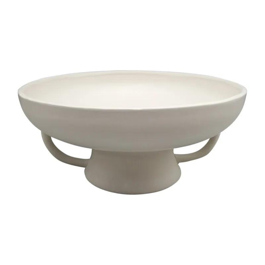 Handled Pedestal Bowl - White