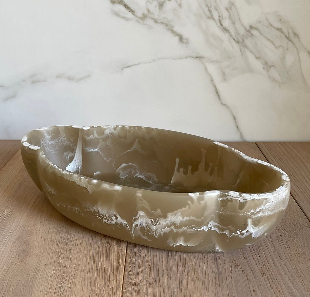 Floral Resin Bowl - Beige