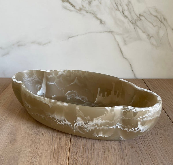 Floral Resin Bowl - Beige