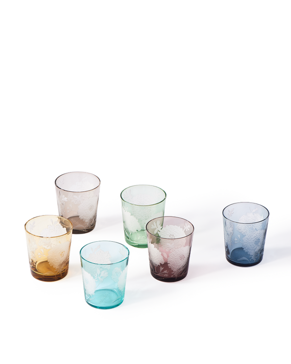 Peony DOF Glass Multi Set of 6