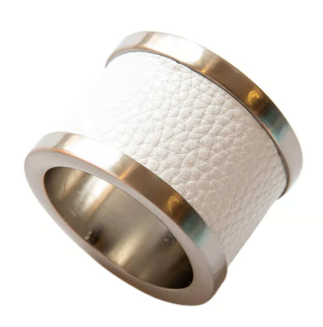 Zinc & Leather Napkin Ring S/4 -
