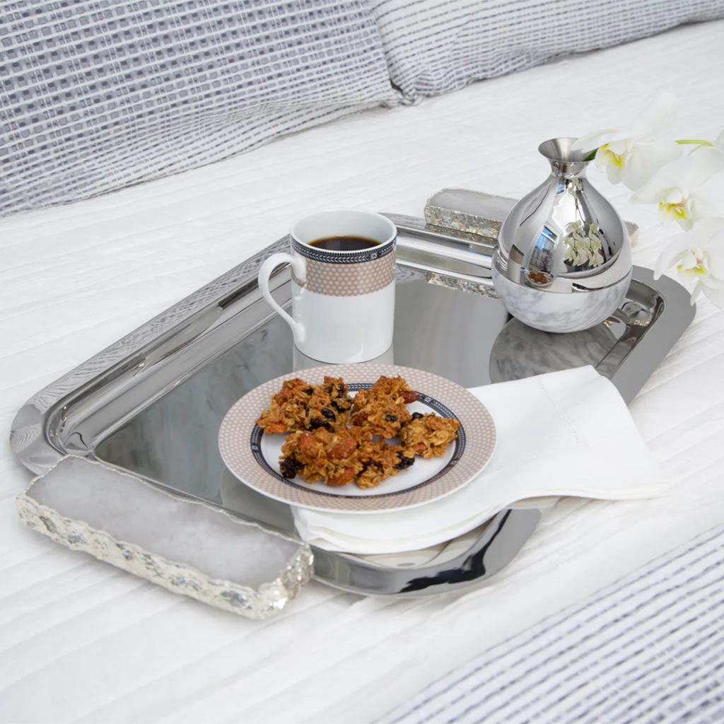 Hospitality Tray, Silver & Crystal