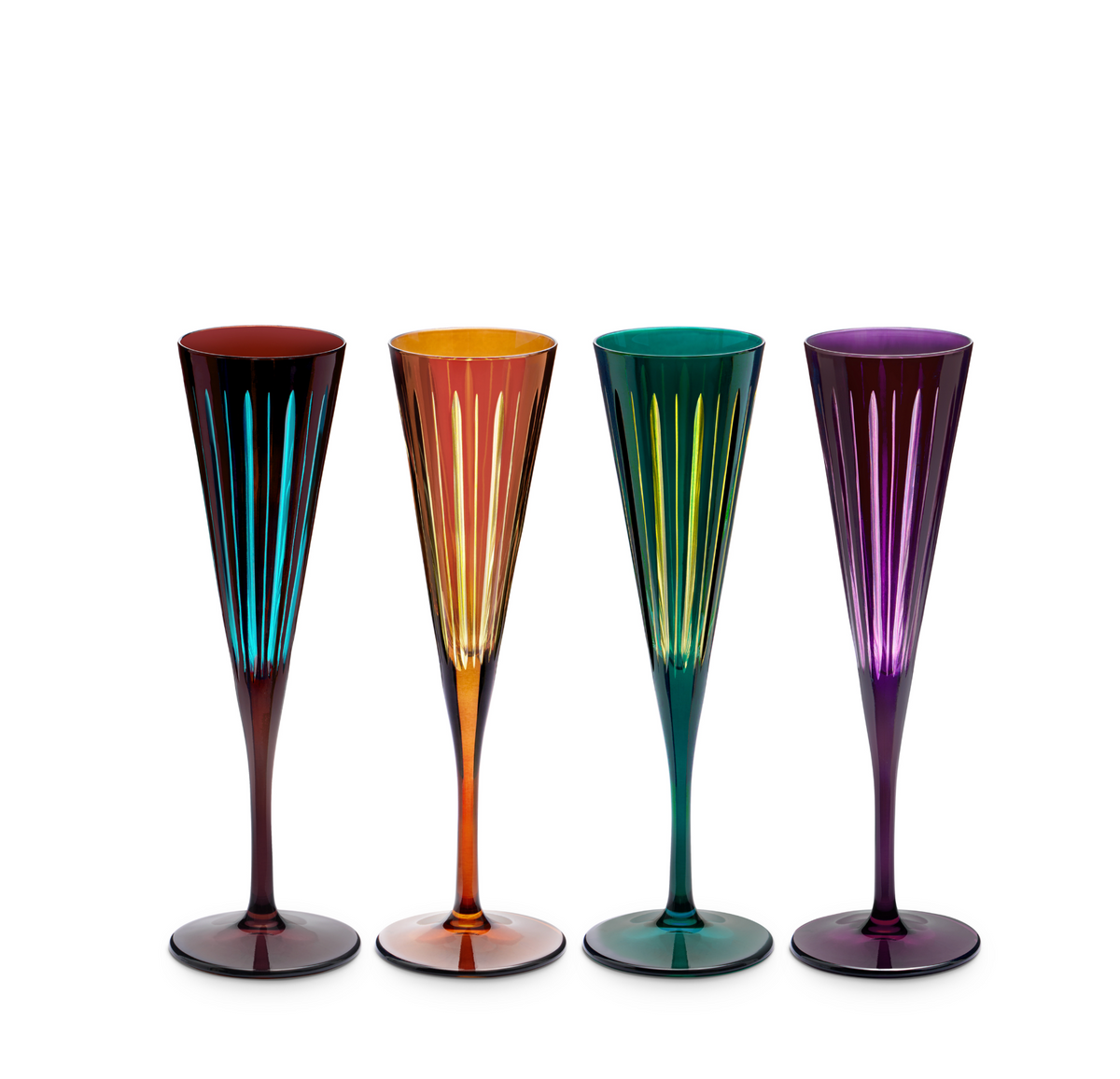 Prism Champagne Flute Set of 4 - Assorted