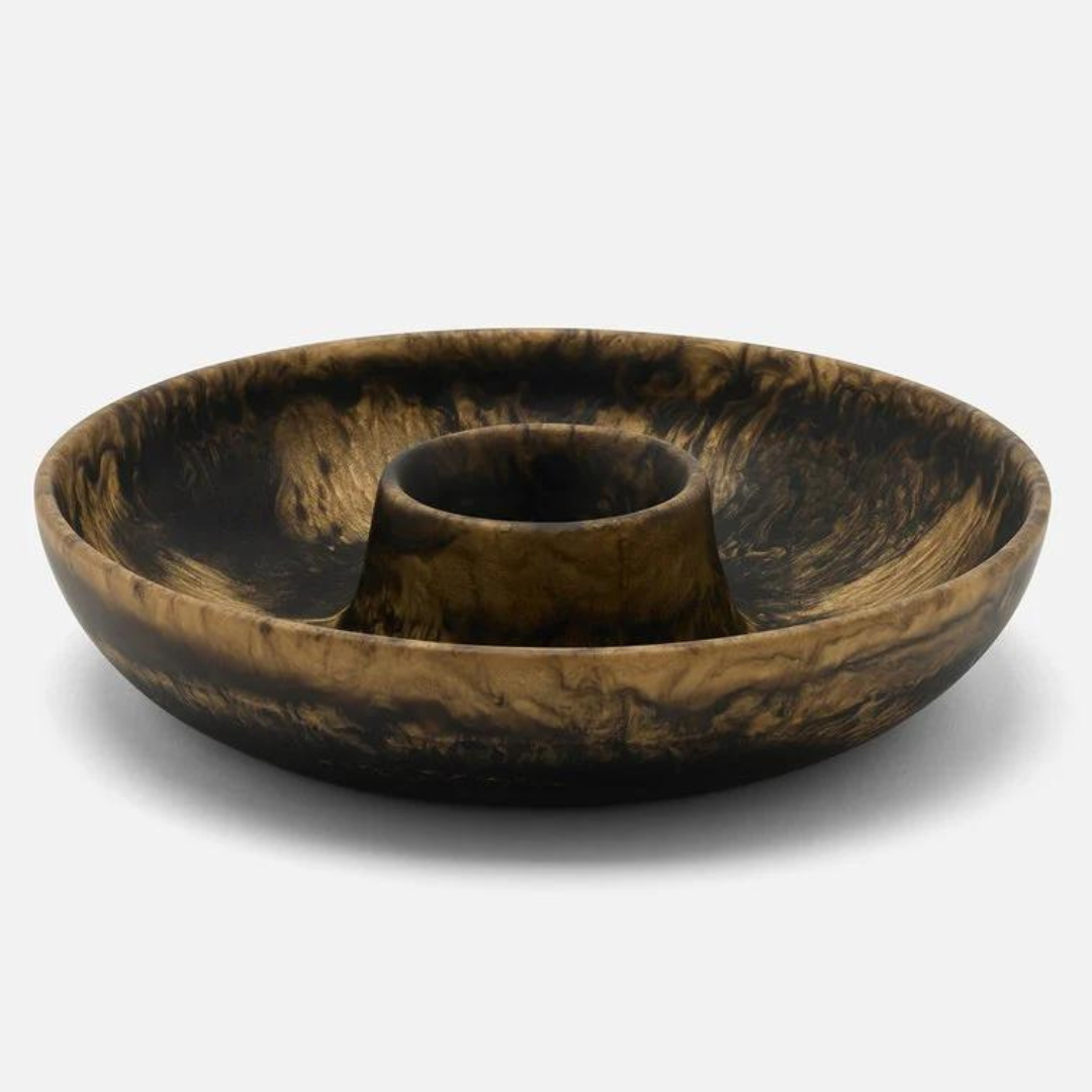 Hugo Resin Black & Gold Chip and Dip Bowl