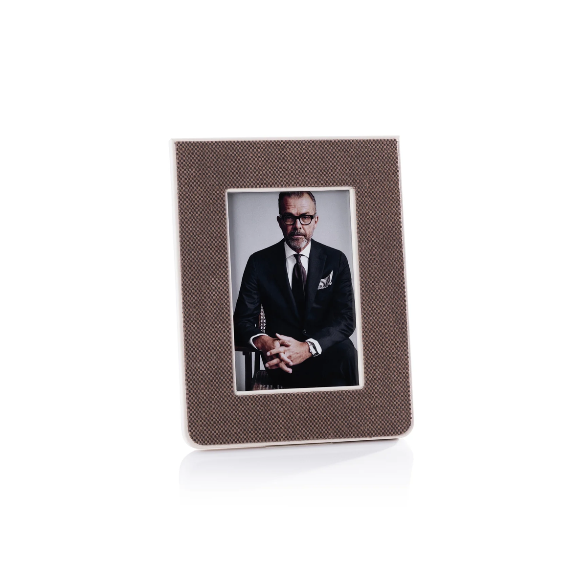 Raffia & Cream Leather Frame