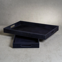 Alpine Hair on Hide Leather Tray - Navy