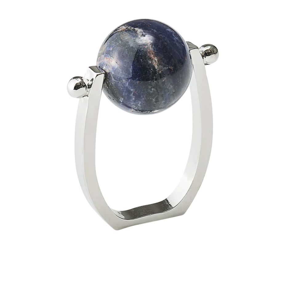 Mineral Napkin Ring s/4 - Midnight & Silver (