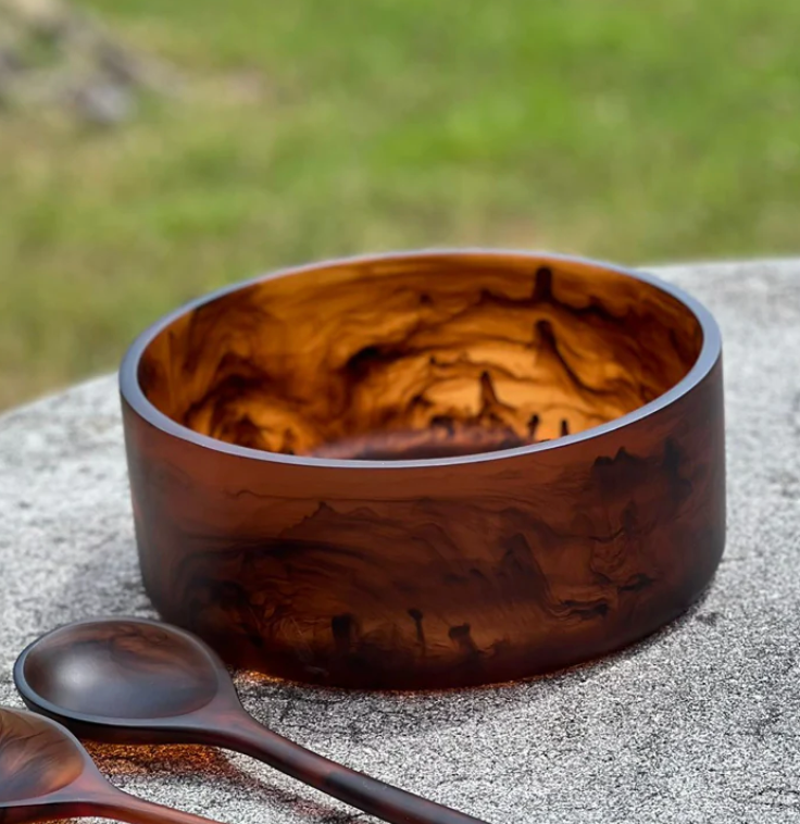 Dawn Resin Swirl Serving Bowl Brown