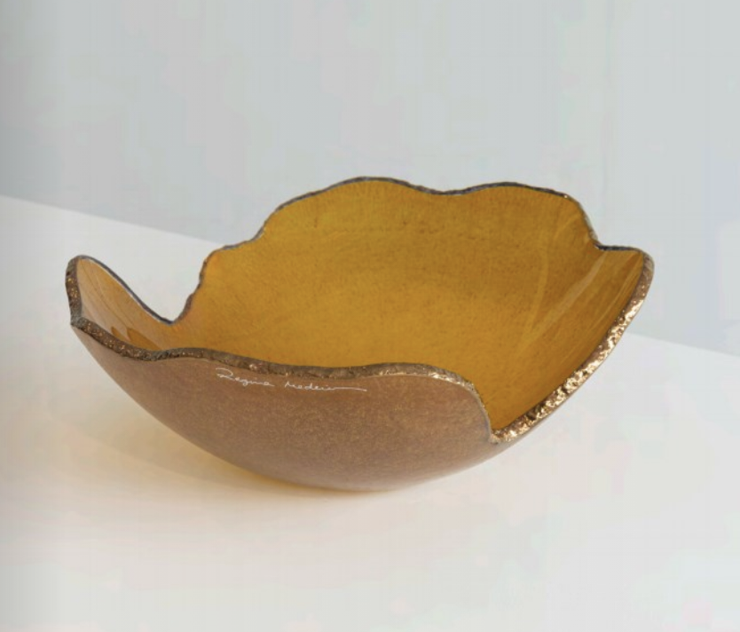 Mapa Bowl Amber & Bronze Trim - Medium 40