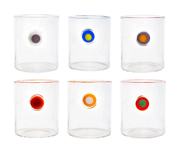 Medallion Multi Color Highball Glass Set of 6