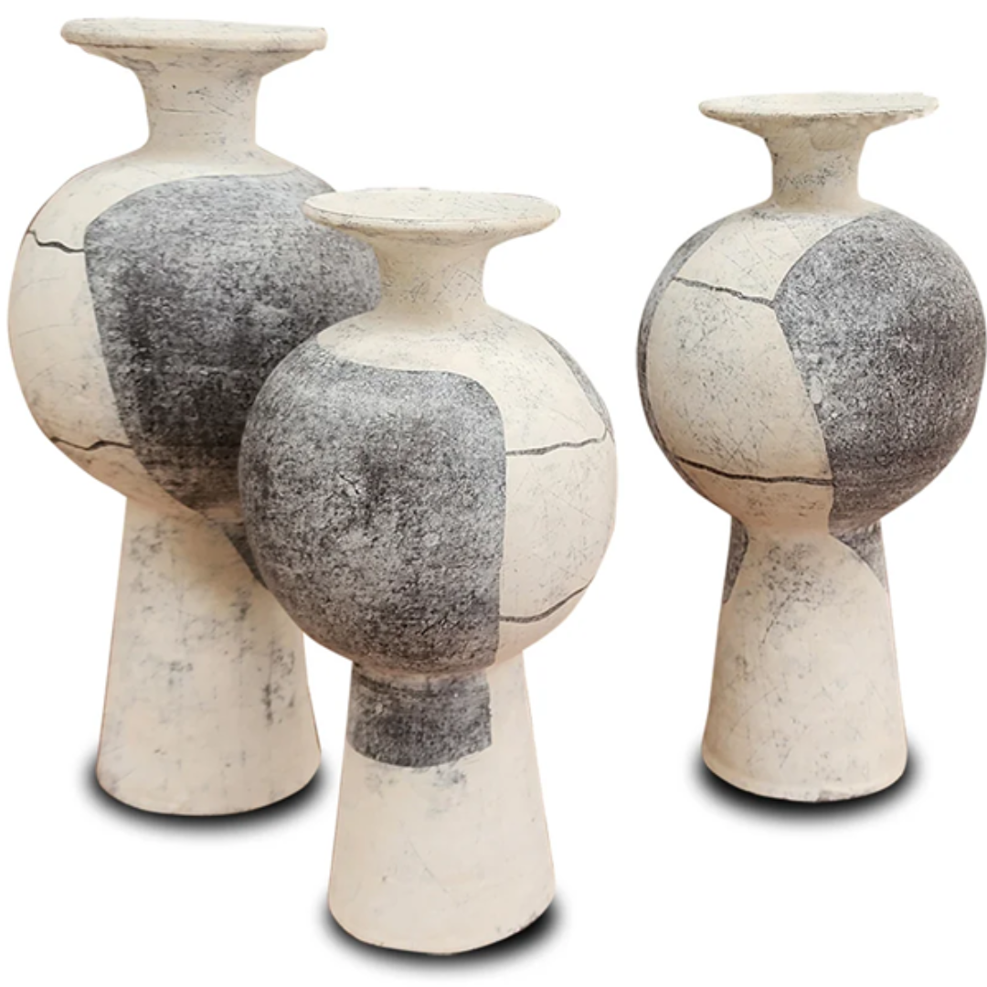 Kyoto Vase Ivory & Grey - small. 