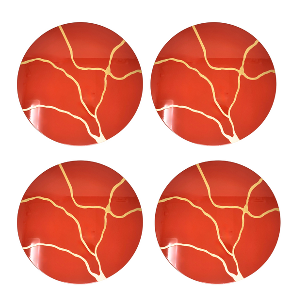 Lacquer Crack Placemat Set of 4 - Persimmon.
