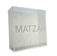Flip Top Matzah Box -  Clear White Marble
