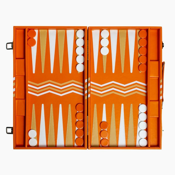 Leather Orange Backgammon.