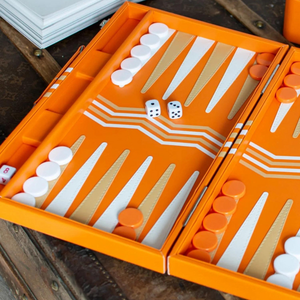 Leather Orange Backgammon.