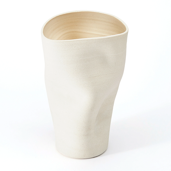 Remi Pinched Vase Raw Blanc