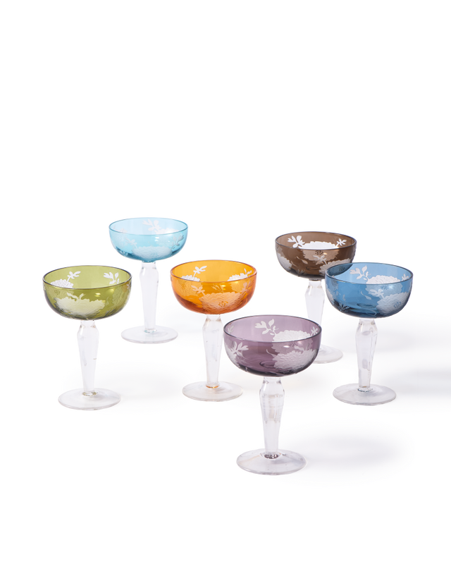 Peony Coupe Glass Mutli Set of 6