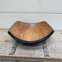 Two Toned Square Oak Wood Bowl